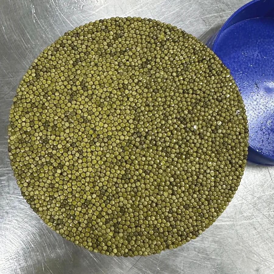 A master tin of caviar seen from above, checked on arrival